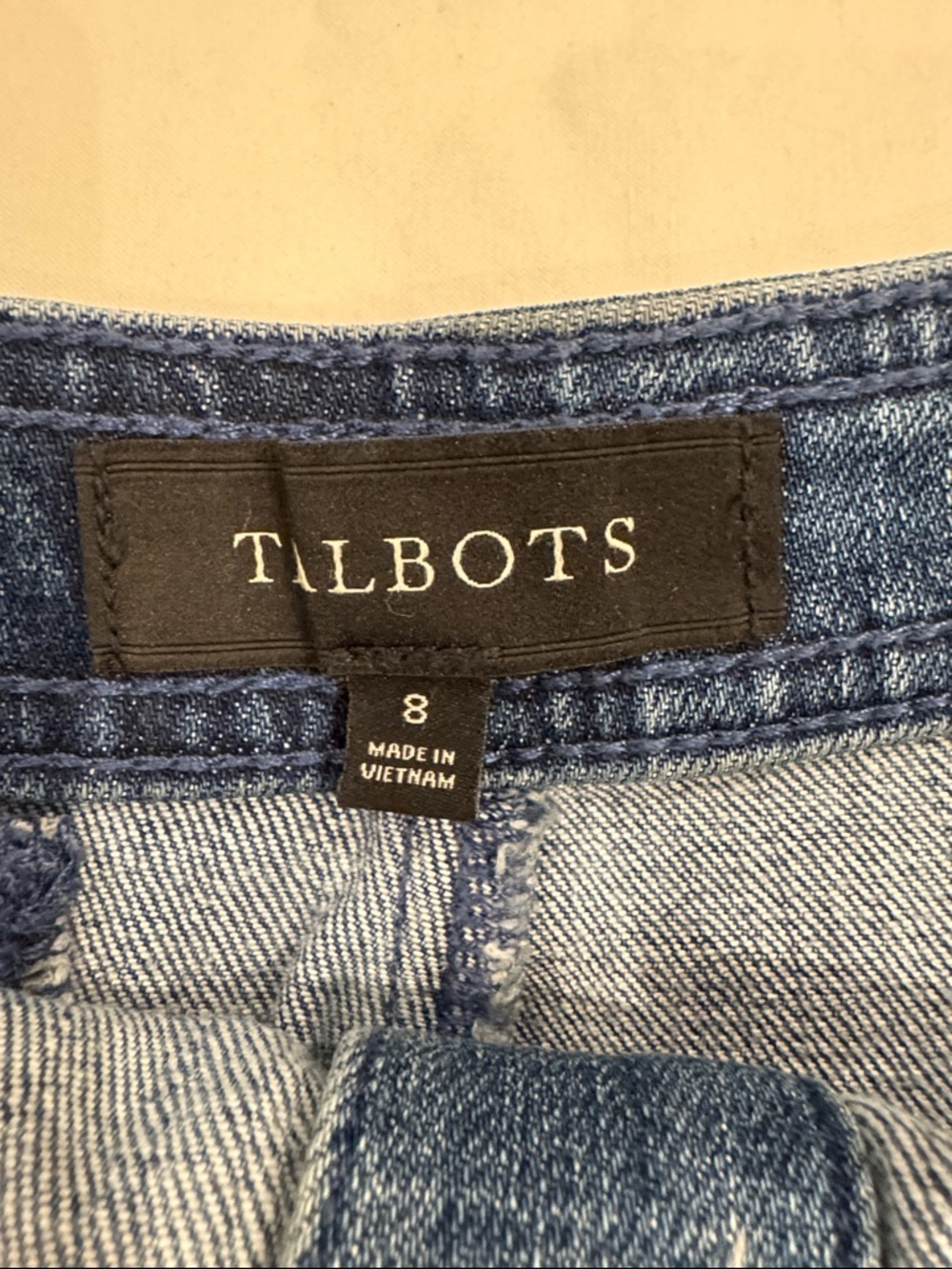 Talbots Mid-Length Button-Front Denim Skirt in Blue - Picture 3 of 6